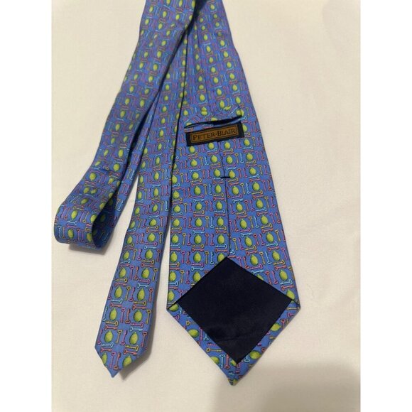 Peter-Blair Mens Silk Necktie With Green Key & Pear Design - Picture 3 of 6